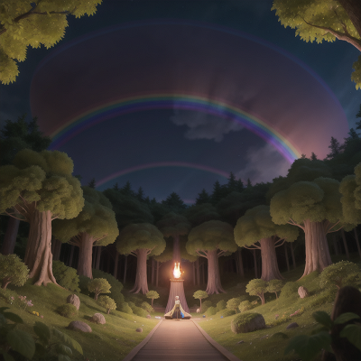 Image For Post Anime, forest, space station, rainbow, vampire, flying carpet, HD, 4K, AI Generated Art