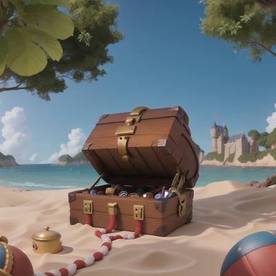 Image For Post Anime, beach, castle, troll, treasure chest, detective, HD, 4K, AI Generated Art