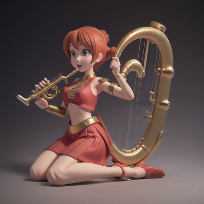 Image For Post Anime, harp, surprise, cyborg, trumpet, book, HD, 4K, AI Generated Art