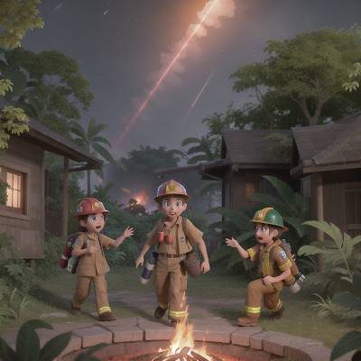 Image For Post Anime, meteor shower, jungle, firefighter, zombie, school, HD, 4K, AI Generated Art