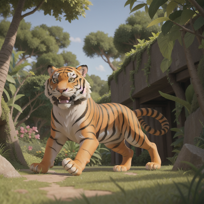 Image For Post Anime, maze, jungle, sword, tiger, dog, HD, 4K, AI Generated Art