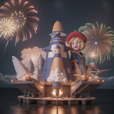 Image For Post Anime, space shuttle, wizard's hat, vikings, dog, fireworks, HD, 4K, AI Generated Art