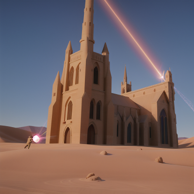 Image For Post Anime, telescope, teleportation device, laser gun, desert, cathedral, HD, 4K, AI Generated Art