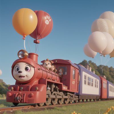 Image For Post Anime, dog, train, balloon, bicycle, bravery, HD, 4K, AI Generated Art