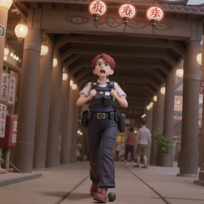 Image For Post Anime, temple, market, anger, police officer, train, HD, 4K, AI Generated Art