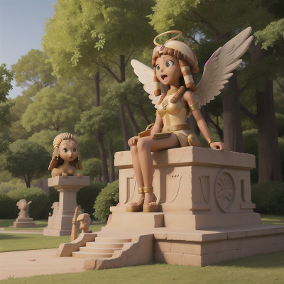 Image For Post Anime, park, singing, angel, sphinx, archaeologist, HD, 4K, AI Generated Art