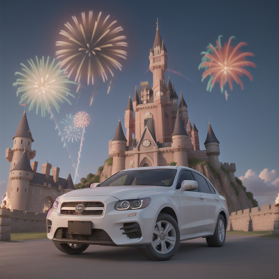 Image For Post Anime, yeti, castle, fireworks, car, medieval castle, HD, 4K, AI Generated Art
