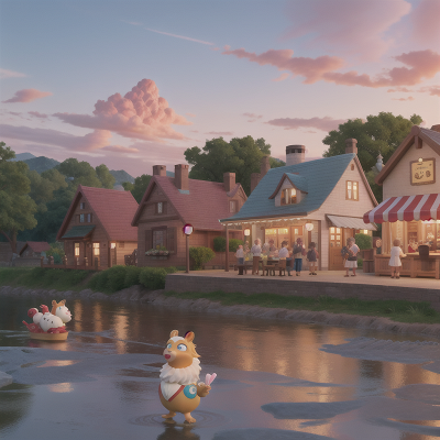Image For Post Anime, griffin, river, village, ogre, ice cream parlor, HD, 4K, AI Generated Art