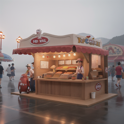 Image For Post Anime, hot dog stand, fog, carnival, hail, ghost, HD, 4K, AI Generated Art