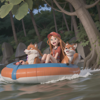 Image For Post Anime, hovercraft, swimming, fox, jungle, haunted mansion, HD, 4K, AI Generated Art