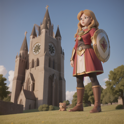 Image For Post Anime, cathedral, queen, bear, shield, tower, HD, 4K, AI Generated Art