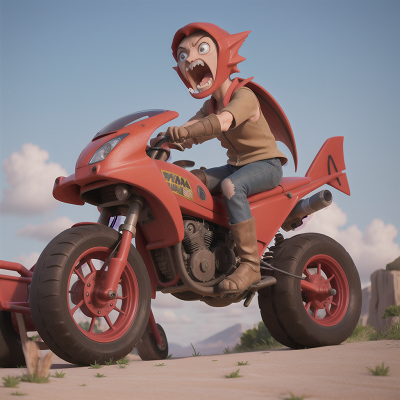 Image For Post Anime, pterodactyl, motorcycle, tractor, ninja, zombie, HD, 4K, AI Generated Art