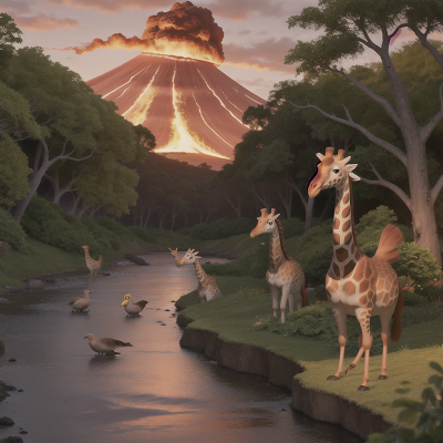 Image For Post Anime, bird, giraffe, zombie, river, volcano, HD, 4K, AI Generated Art