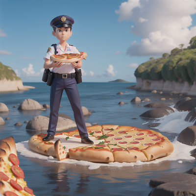 Image For Post Anime, river, police officer, detective, pizza, ocean, HD, 4K, AI Generated Art