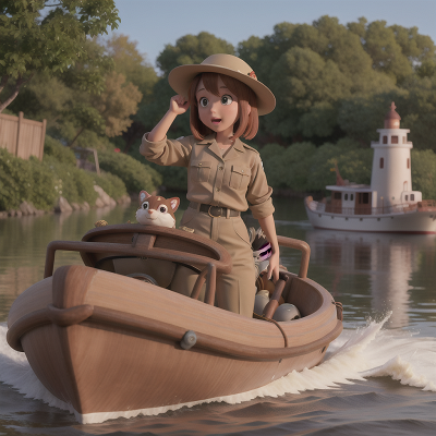 Image For Post Anime, drought, zookeeper, romance, boat, hat, HD, 4K, AI Generated Art