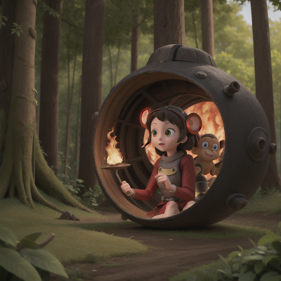 Image For Post Anime, monkey, cyborg, forest, fire, wormhole, HD, 4K, AI Generated Art