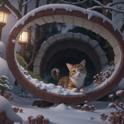 Image For Post Anime, cat, wormhole, underwater city, snow, forest, HD, 4K, AI Generated Art