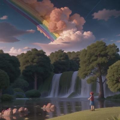 Image For Post Anime, flood, rainbow, suspicion, park, stars, HD, 4K, AI Generated Art