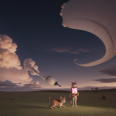 Image For Post Anime, teleportation device, tornado, cat, kangaroo, umbrella, HD, 4K, AI Generated Art