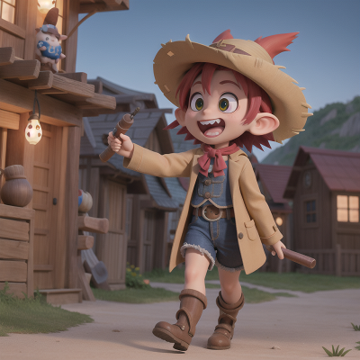 Image For Post Anime, joy, goblin, wild west town, rocket, celebrating, HD, 4K, AI Generated Art
