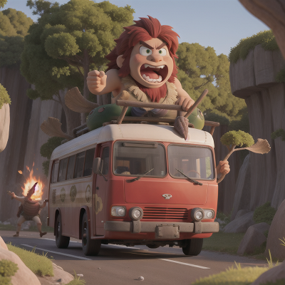 Image For Post Anime, turtle, bus, anger, cavemen, failure, HD, 4K, AI Generated Art