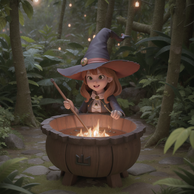 Image For Post Anime, witch's cauldron, hail, space, bear, jungle, HD, 4K, AI Generated Art