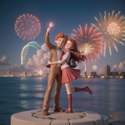 Image For Post Anime, failure, airplane, statue, fireworks, romance, HD, 4K, AI Generated Art