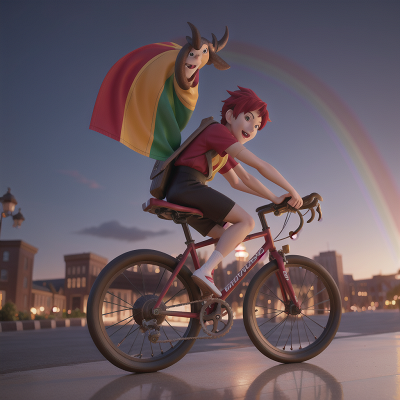 Image For Post Anime, clock, demon, bicycle, chef, rainbow, HD, 4K, AI Generated Art