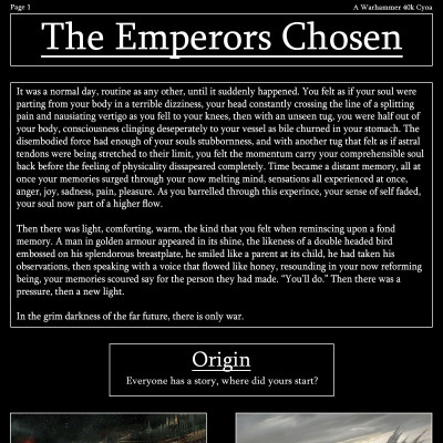 Image For Post The Emperor's Chosen - A Warhammer 40k CYOA