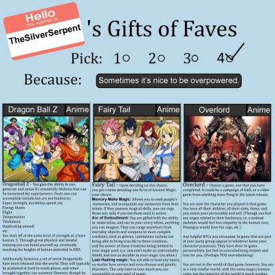 Image For Post TheSilverSerpent&#39;s Gift of Faves CYOA