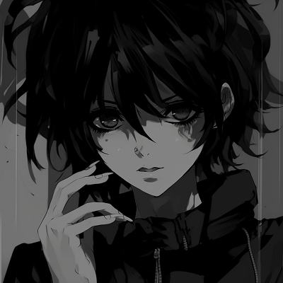 Image For Post | Anime character portrait in black and white, strong contrasts and smooth shading. aesthetic black anime pfpHD, free download - [Black Anime PFP Central](https://hero.page/pfp/black-anime-pfp-central)