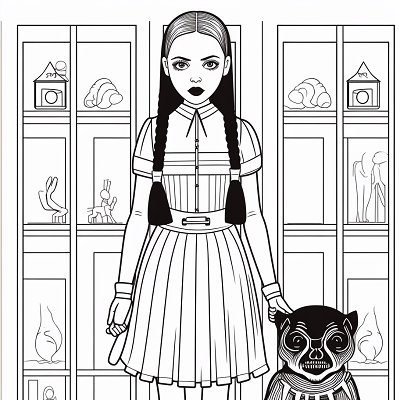 Image For Post Wednesday Addams And Pet - Wallpaper