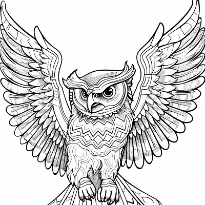 Image For Post Flying Owl under the Moonlight - Printable Coloring Page