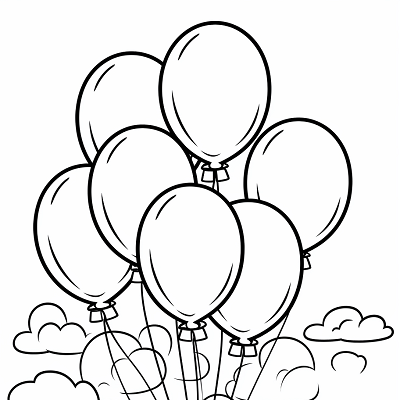 Image For Post Festive Balloons and the Rainbow - Printable Coloring Page