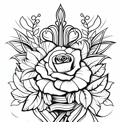 Image For Post Valentine's Botanical Cupid Bow - Printable Coloring Page