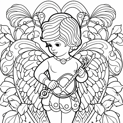 Image For Post | A Valentine's Day themed drawing featuring Cupid and a heart; clean lines and bold shapes.printable coloring page, black and white, free download - [Valentines Day Coloring Pages ](https://hero.page/coloring/valentines-day-coloring-pages-printable-fun-kids-love)