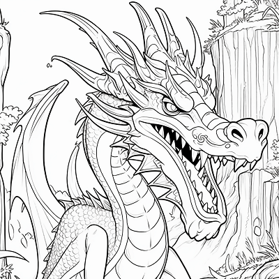 Image For Post | Fairytale dragon roaring with detailed texture; bold outlines.printable coloring page, black and white, free download - [Coloring Pages for Girls ](https://hero.page/coloring/coloring-pages-for-girls-printable-art-cute-designs-fun-colors)