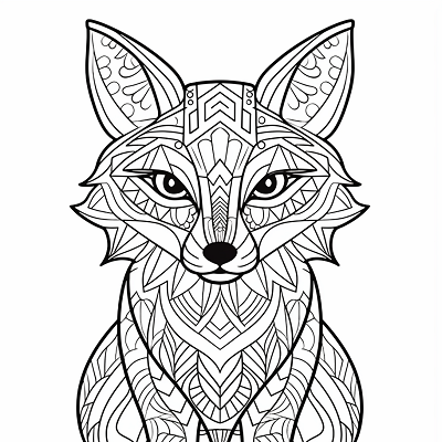 Image For Post | Fox with an array of geometric shapes; clean lines and complex details.printable coloring page, black and white, free download - [Fox Coloring Pages ](https://hero.page/coloring/fox-coloring-pages-artistic-printable-and-fun-designs)
