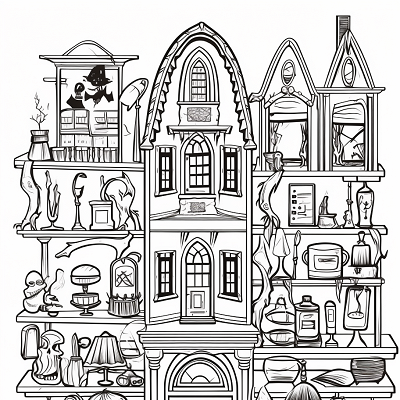 Image For Post Addams Family Mansion with Detailed Shading - Wallpaper