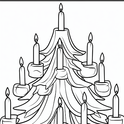 Image For Post Radiant Christmas Tree with Candles - Printable Coloring Page