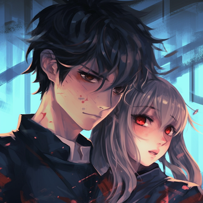 Image For Post | Lover's duo surrounded by riddles, pastel colors and dreamy background. mystery-themed couple anime pfp - [Couple Anime PFP Themes](https://hero.page/pfp/couple-anime-pfp-themes)