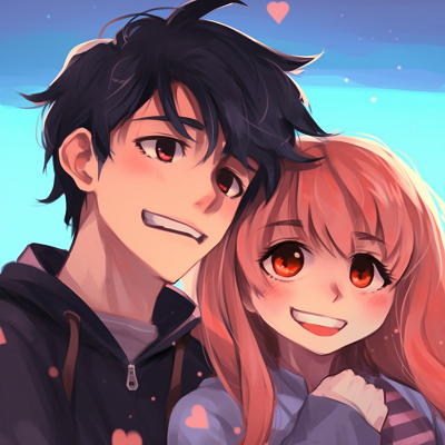 Image For Post | Anime couple in lighthearted argument, exaggerated expressions and bold colors. comedic couple anime pfp - [Couple Anime PFP Themes](https://hero.page/pfp/couple-anime-pfp-themes)