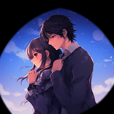 Image For Post | Profile picture of anime couple underneath a starry sky, combination of dark and vibrant colors for a cool effect. cool anime couple pfp - [Anime Couple pfp](https://hero.page/pfp/anime-couple-pfp)