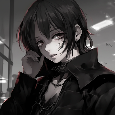 Image For Post | Portrait of a goth anime boy clad in a dark outfit, showcasing detailed accessories and expressive look. goth pfp for anime boys - [Goth Anime PFP Gallery](https://hero.page/pfp/goth-anime-pfp-gallery)
