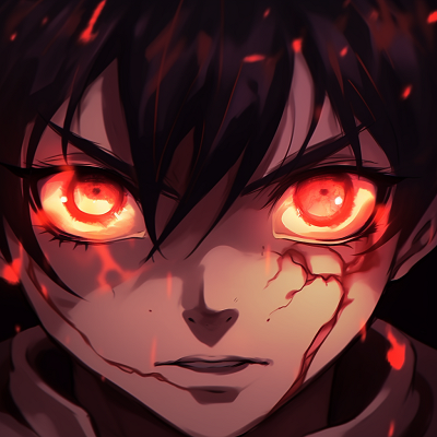 Image For Post | An extreme close-up of the anime boy's burning eyes, showing detailed linework and fire-inspired color gradients unique anime eyes pfp boy drawings - [Anime Eyes PFP Mastery](https://hero.page/pfp/anime-eyes-pfp-mastery)