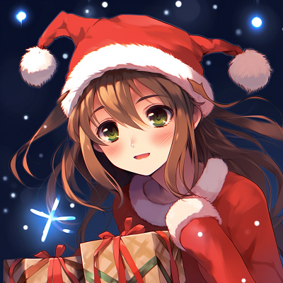 Image For Post | Excited Anime girl with Christmas gifts, detailed linework and playful color palette. anime christmas pfp for girls - [anime christmas pfp optimized space](https://hero.page/pfp/anime-christmas-pfp-optimized-space)