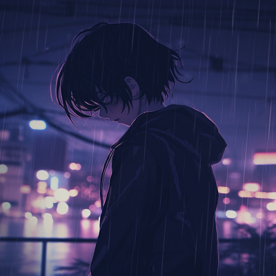 Image For Post | Lone character against glowing neon sign reflections, detailed urban backdrop. aesthetic depressed pfp images - [Depressed Anime PFP Collection](https://hero.page/pfp/depressed-anime-pfp-collection)