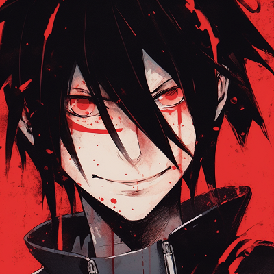 Image For Post | Sasuke Uchiha enmeshed in fiery red, showcasing sharp features and intense gaze. vibrant red pfp - [Red Anime PFP Compilation](https://hero.page/pfp/red-anime-pfp-compilation)