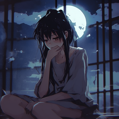 Image For Post | Anime girl sitting under the moonlight, soft gradients and luminescent details. anime girl aesthetics: sad pfp - [Sad PFP Anime](https://hero.page/pfp/sad-pfp-anime)