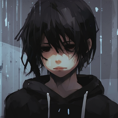 Image For Post | Anime character alone under the rain, gloomy atmosphere, wet textures and cool hues dominate. depressed anime characters pfp - [Sad PFP Anime](https://hero.page/pfp/sad-pfp-anime)